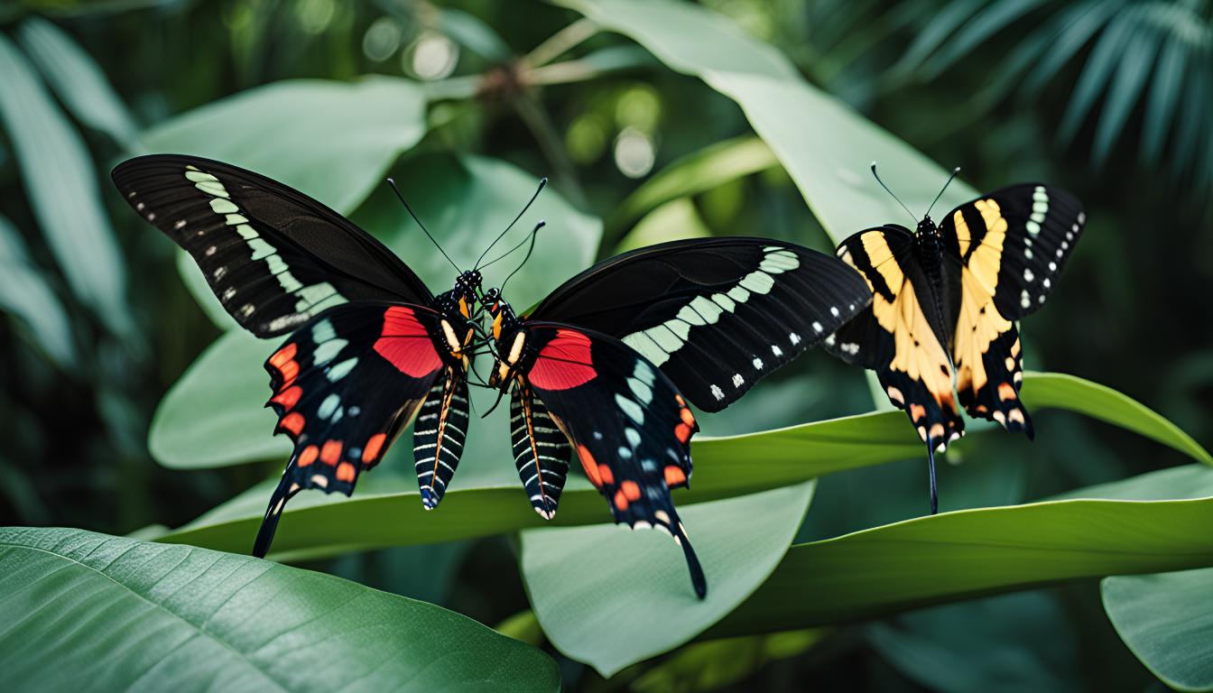 Three birdwing butterflies.