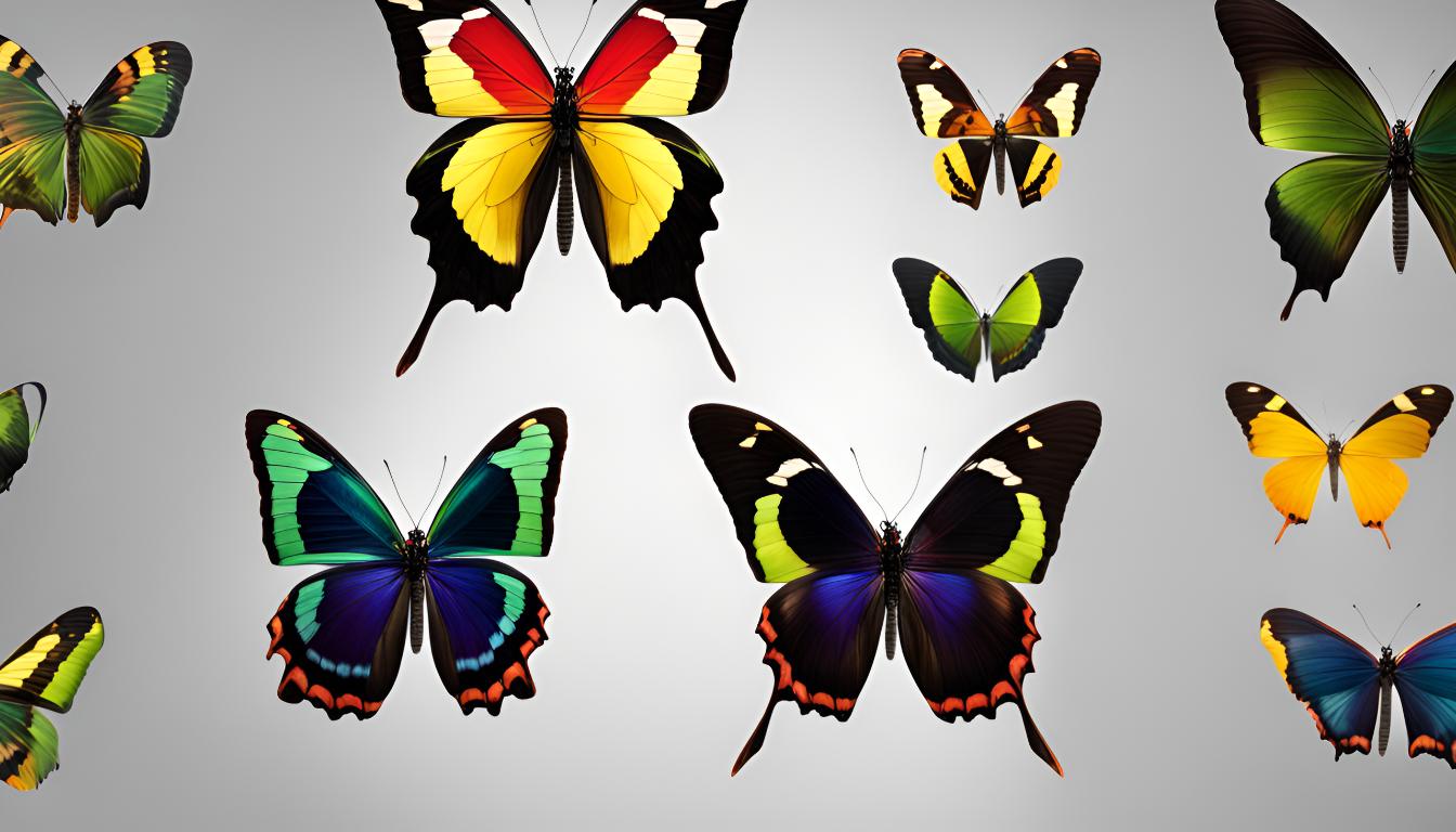 Many birdwing butterflies.